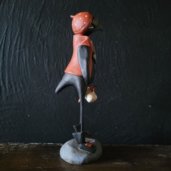 Resin Trick or Treating Halloween Crow Figure in Pirate Costume w/ Skull Bucket - Picture 4 of 9